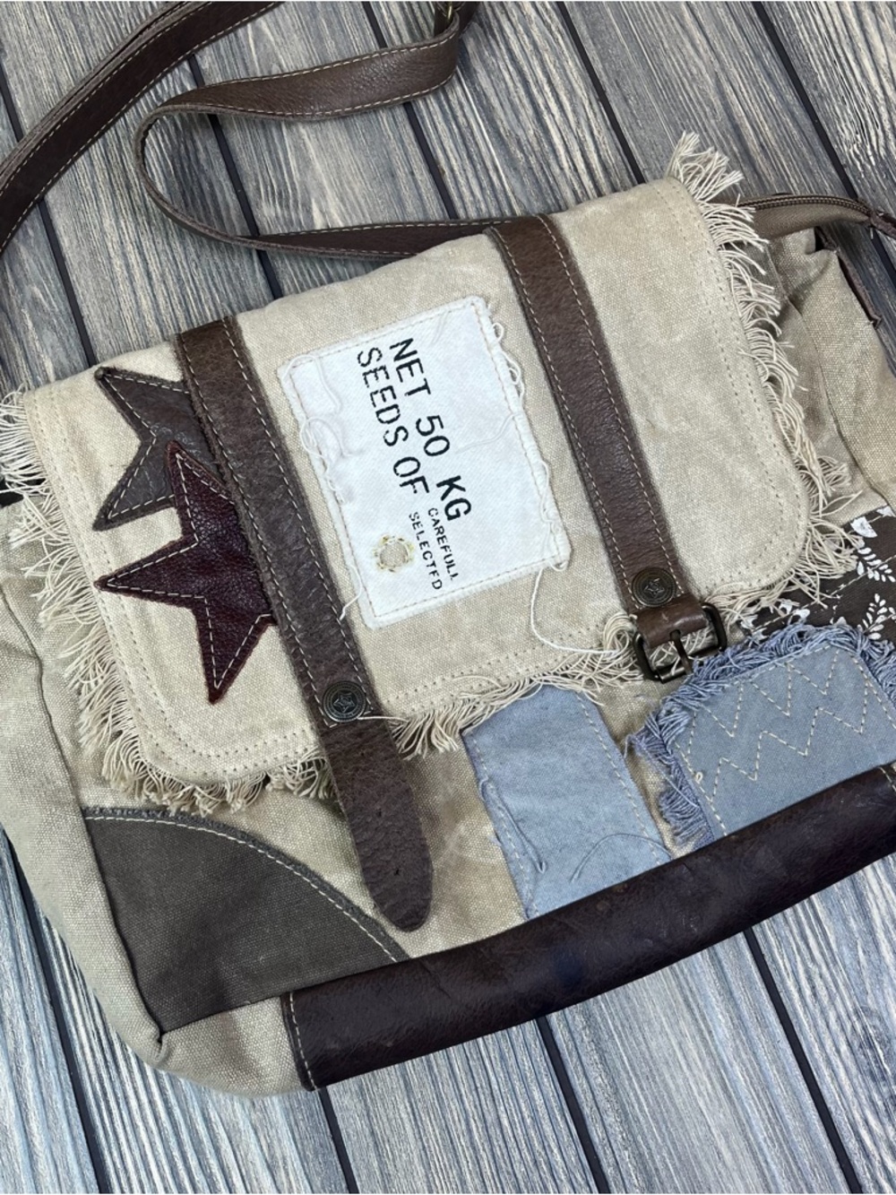 Myra Canvas Patchwork Crossbody Purse Bag